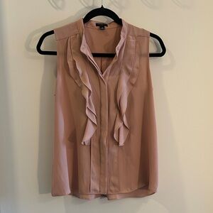 Ann Taylor Blush Ruffle Front Blouse